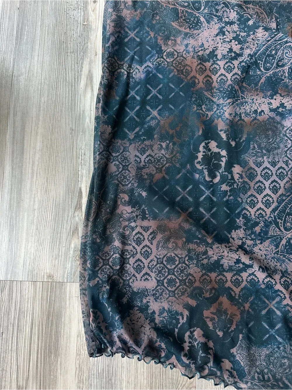 Urban Outfitters Strapless Midi Dress - Mesh Paisley Print with Side Slit - XL